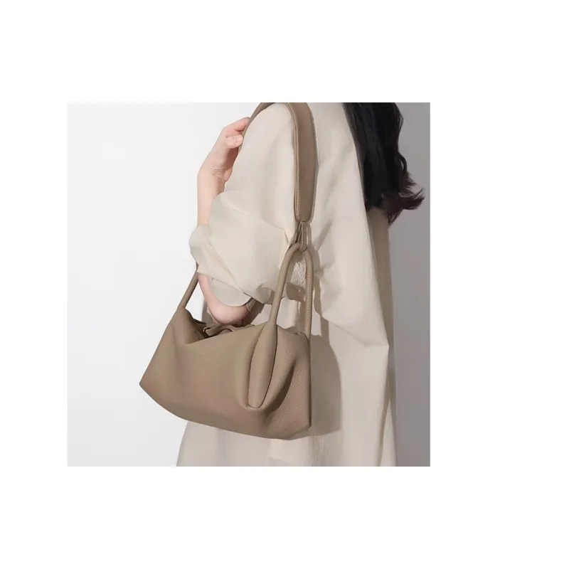 SUREN Cow Leather Shoulder Bag Crossbody Bag Handbag Medium Size Women's Trench Coat White-1
