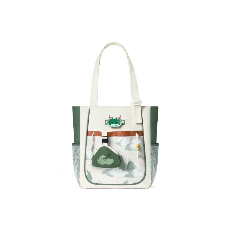 MR.ACE HOMME Polyester Large Capacity Handbag, Schooling Commute Tote Unisex Auspicious Clouds Green-0