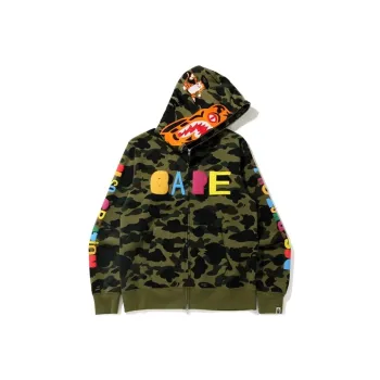 A BATHING APE x READYMADE Shark Collection BAPE X READYMADE Collaboration Sweatshirt Men's Green Camouflage