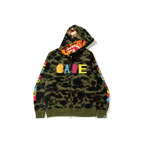 A BATHING APE x READYMADE Shark Collection BAPE X READYMADE Collaboration Sweatshirt Men's Green Camouflage