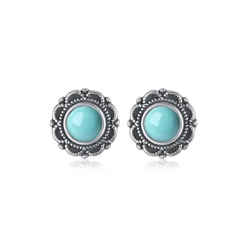 QIAOWUQIAONV Turquoise Stud Earrings Women's