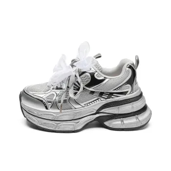 ZHR Starlight Silver Cushioning, Wear Resistant Low Top Chunky Sneakers Women's