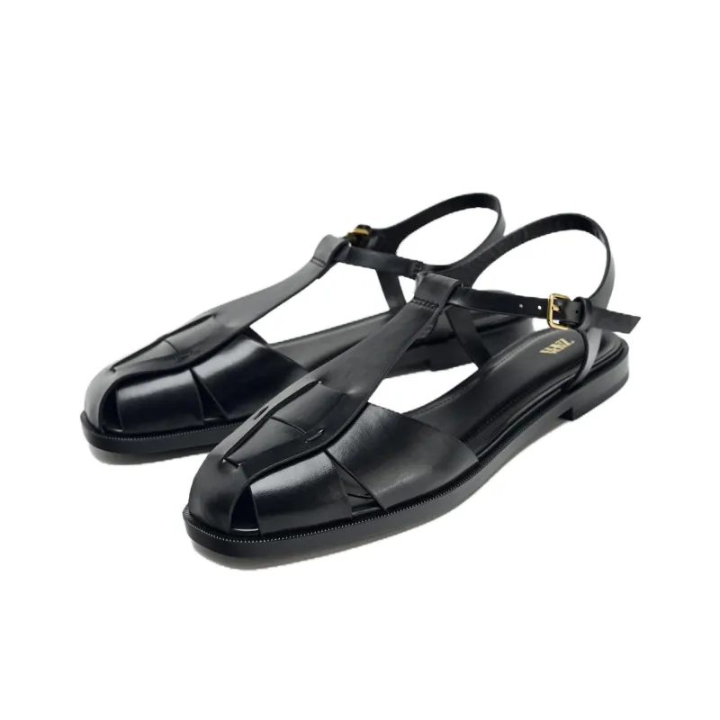 ZARA Roman Sandals 1cm Women's Black-1