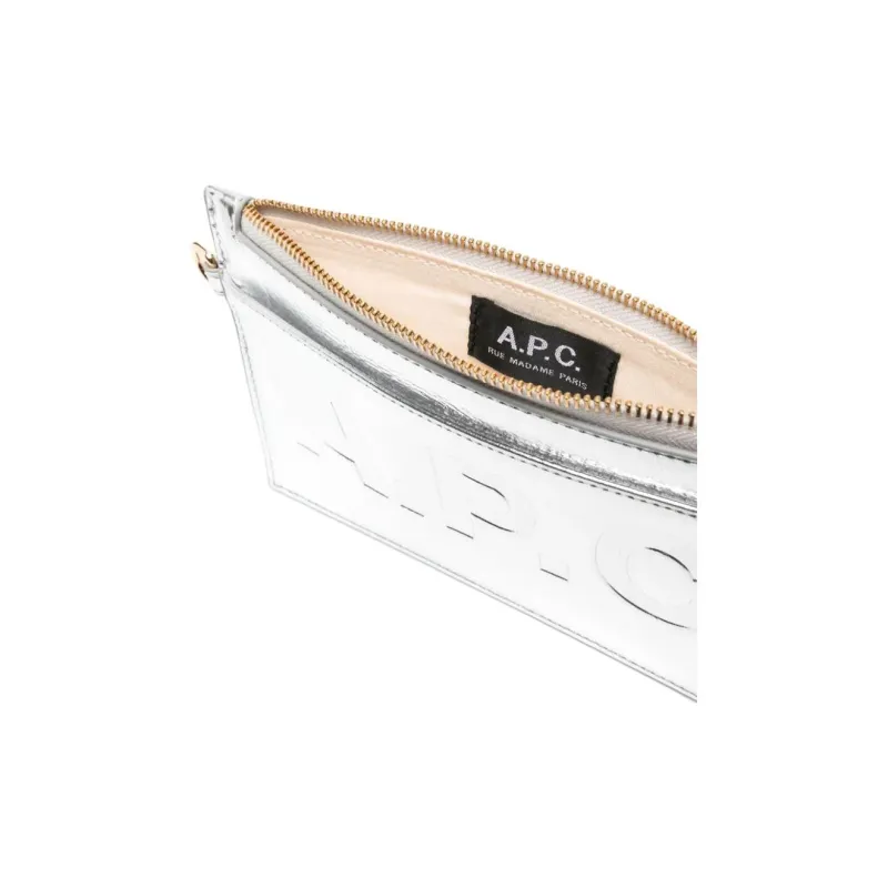 A.P.C Logo Debossed Zip Up Clutch Bag-3
