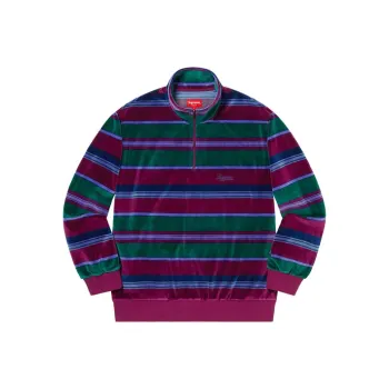 Supreme Stripe Velour Half Zip Pullover