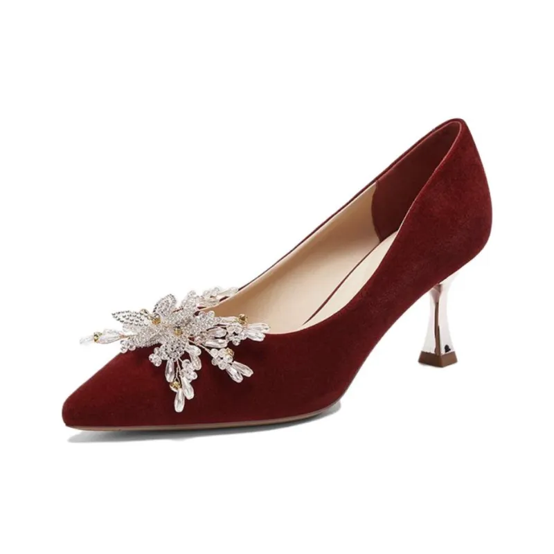 DAPHNE Wedding Shoes Collection Slim Heel High Heels 6cm Women's Red-3