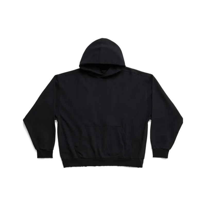 Balenciaga Vintage-Effect Loose-Fit Hoodie-0