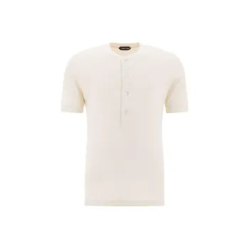 TOM FORD Fine Ribbed Logo Embroidered T Shirt