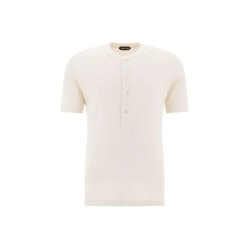 TOM FORD Fine Ribbed Logo Embroidered T Shirt-0