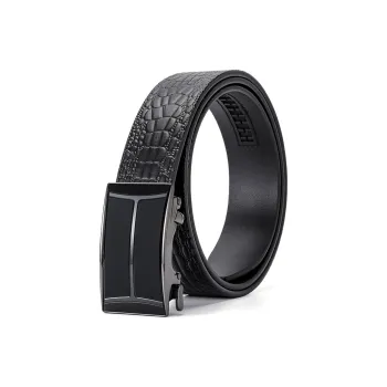 ROSEROOEN Top Grain Cow Leather Belts Unisex Gunmetal Buckle With Black Body 3.5cm