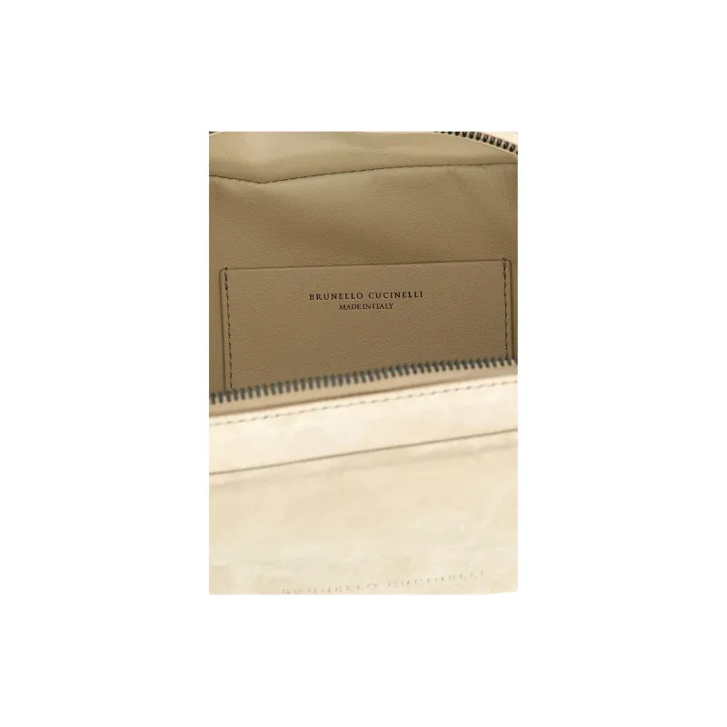 Brunello Cucinelli Leather One Shoulder Handbag Trumpets Women's Beige-3