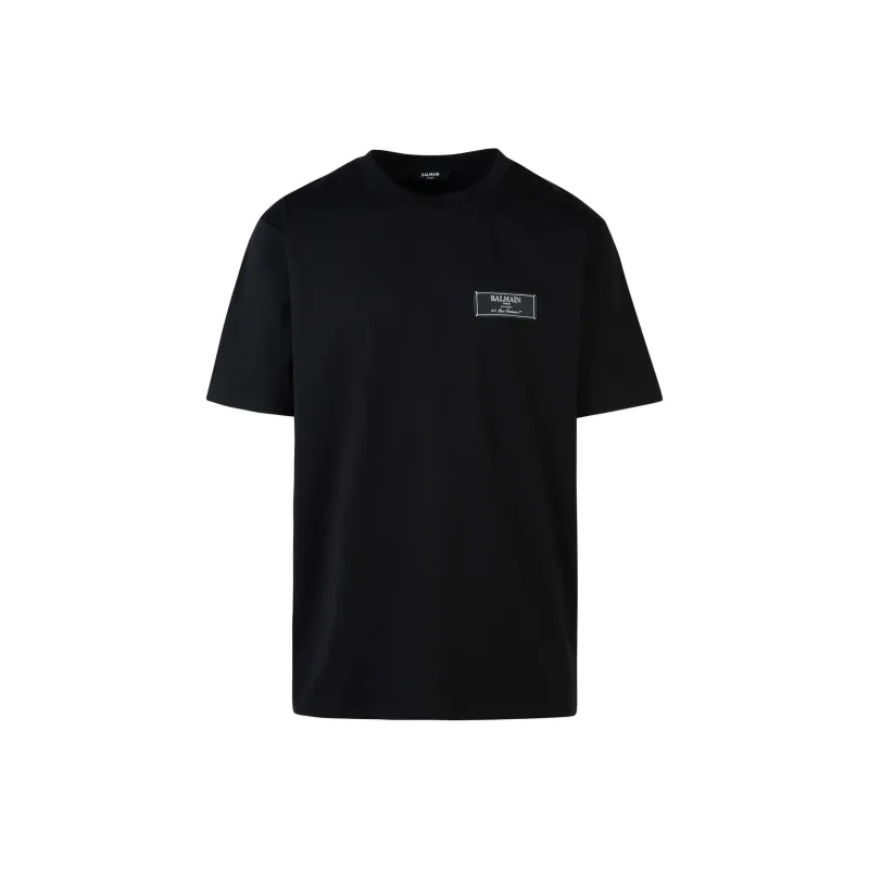 Balmain Hair Logo Patch Crewneck T Shirt-0