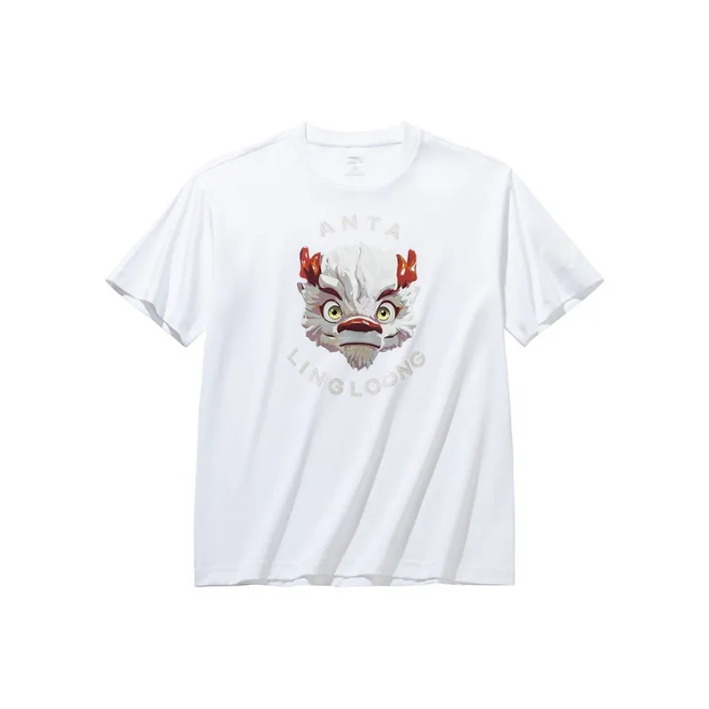Anta Spirit Dragon Sports Lifestyle Collection T Shirt Unisex Snowflake White-0