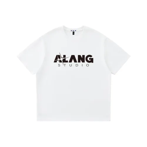 ALang Studio Versatile Casual Loose Fit Off The Shoulder 100% Cotton pullover Hoody Crew Neck Short Sleeved T Shirts Unisex