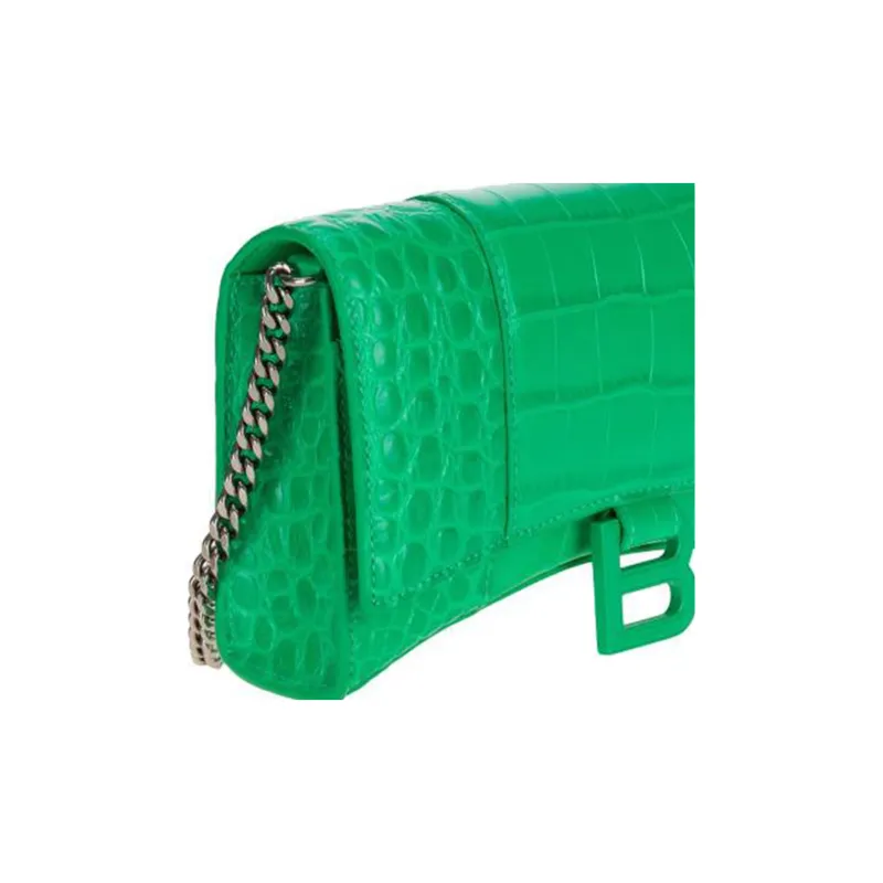 Balenciaga Leather Shoulder Bag Women's Green-3