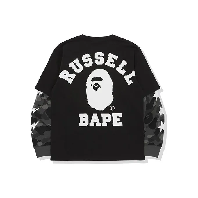 Bape X Russell Color Camo College Layered L/S Tee-0