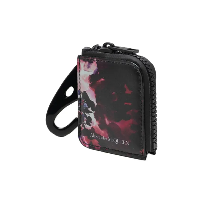 Alexander McQueen Cow Leather Coin Purse Women's Black & Red-1