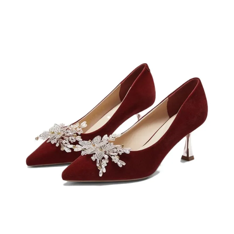 DAPHNE Wedding Shoes Collection Slim Heel High Heels 6cm Women's Red-4