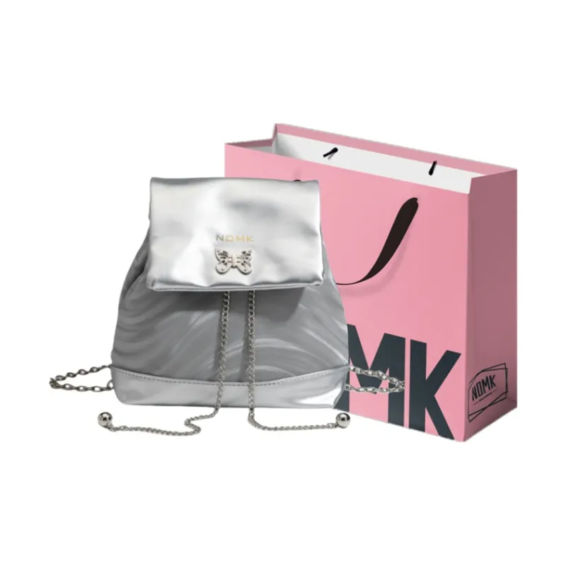NOMK PU Backpack Small Size Women's Black/Silver-13