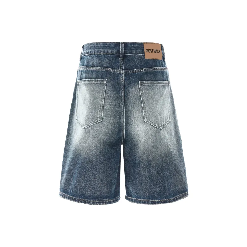 Ghost Mask Denim Shorts Unisex-1