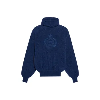 Balenciaga Embroidered Bb Logo Fleece Hoodie