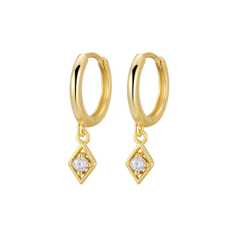 KING OF BLING 925 Sterling Silver With Zircon Earrings Unisex-8