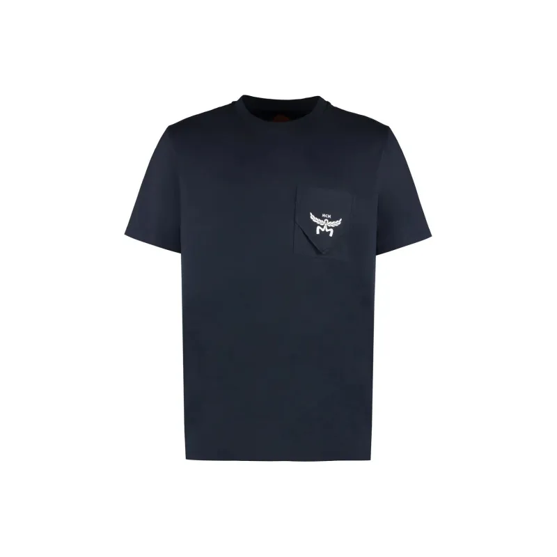 MCM Logo Embroidered Crewneck T Shirt-0