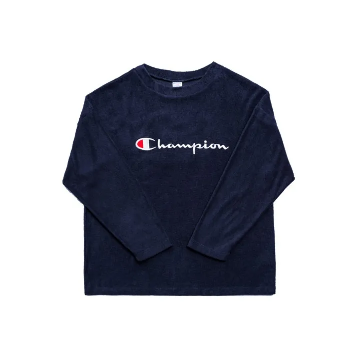 Champion Crew Neck Loose Fit Regular Sweatshirt Japan Version Unisex Navy Blue-0
