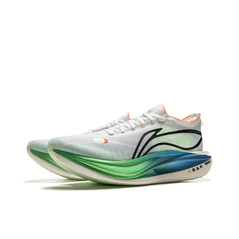 LiNing Flyco 5 ELITE Cushioning, Slip Resistant, Rebound Low Top Marathon Racing Running Shoes Unisex White Green Blue-2