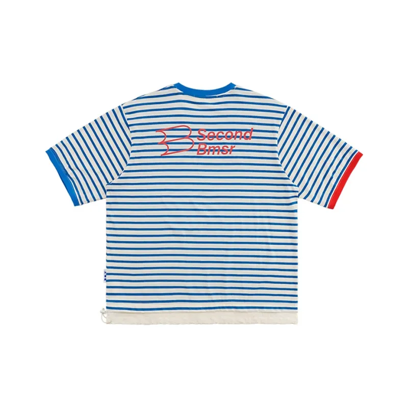 BENMYSHOWER T Shirt Unisex Blue White Stripes-1