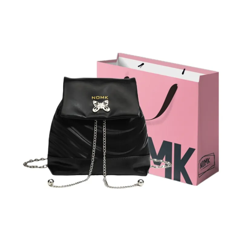 NOMK PU Backpack Small Size Women's Black/Silver-1