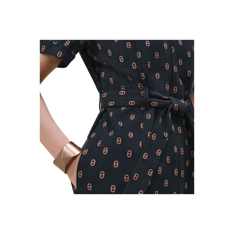 HERMES SS25 Short Sleeved Dress Women's Blue-8