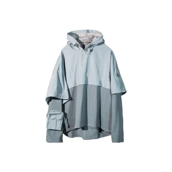 Umamiism Hooded Loose Fit Mock Two Piece Sweatshirt Unisex Gray