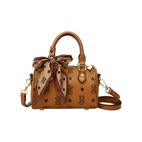 Debecca PU Boston Bag Handbags Women's Brown/Ecru
