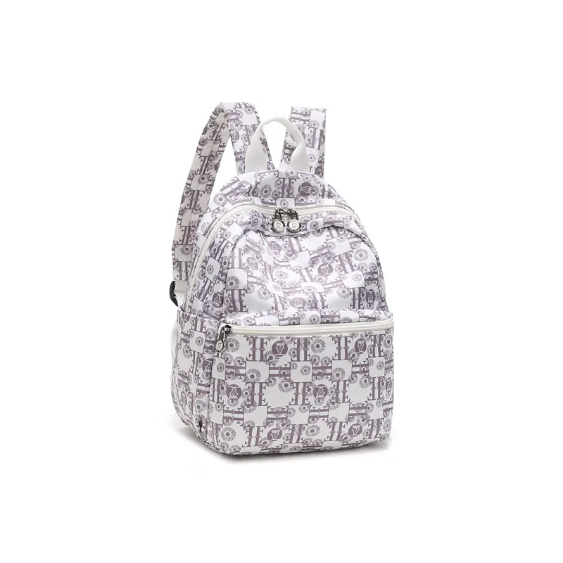 FIDO DIDO Oxford Backpack Medium Size Women's Ecru/Blue-9