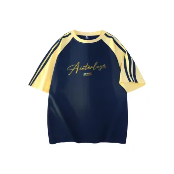 Mackyo T Shirt Unisex Yellow & Navy Blue