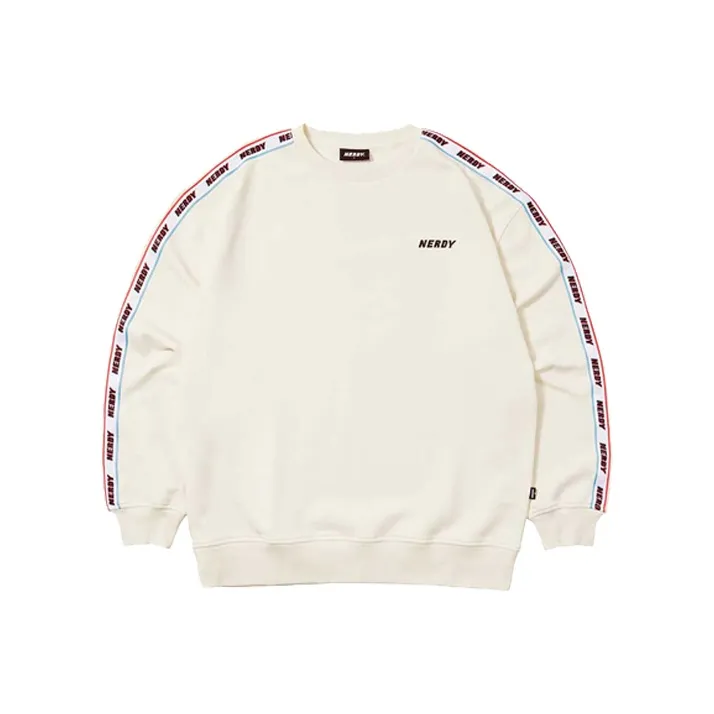 NERDY SS21 Crew Neck Loose Fit Regular Sweatshirt Unisex White-0