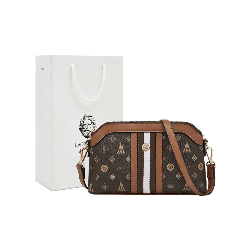 Old Man's Head Synthetic Leather Crossbody Bag Regular Women's Coffee/apricot-0