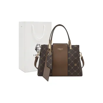 Old Man's Head Synthetic Leather Crossbody Handbags Regular Women's Dark Brown/Cream Apricot