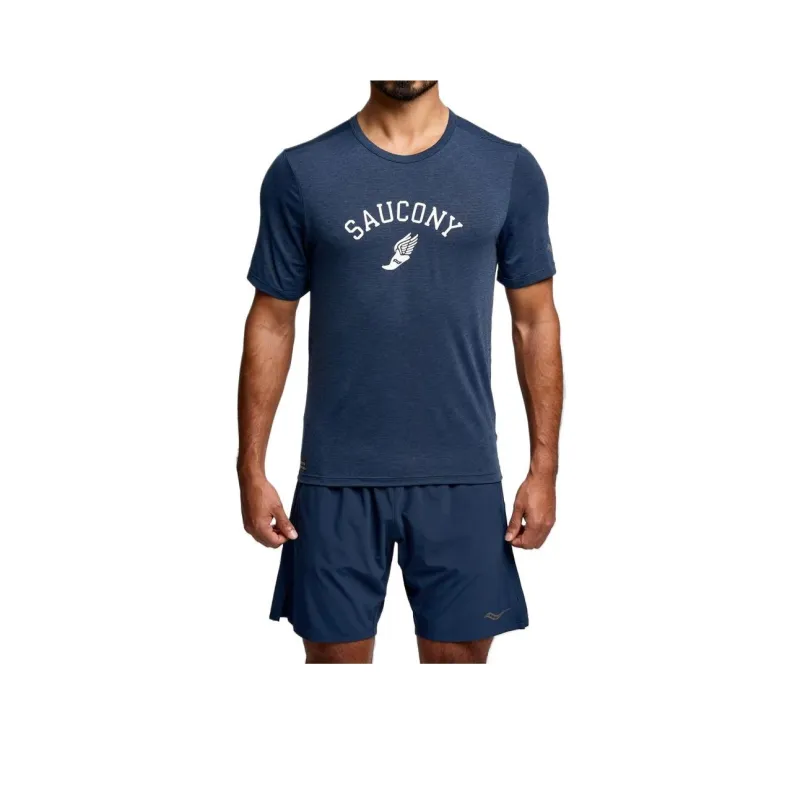 Saucony Stopwatch Graphic Short Sleeve T-Shirt Men's Marine Blue Mixed Color-0