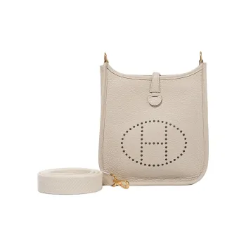 HERMES Evelyne Clemence Cow Leather Crossbody Bag, Shoulder Bag Mini Women's Milkshake White