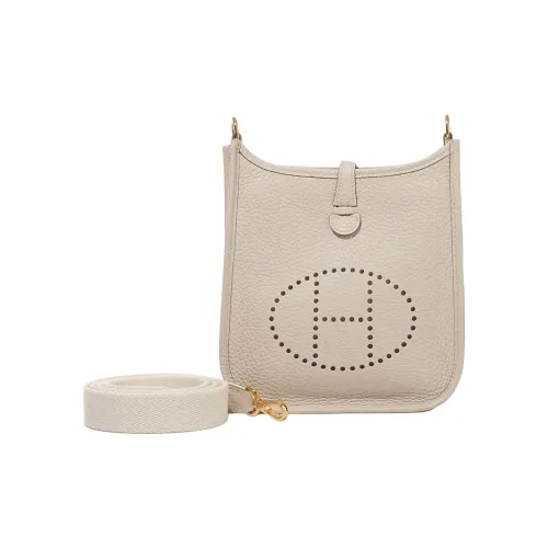 HERMES Evelyne Clemence Leather Crossbody Bag Shoulder Bag Mini Women's Beige