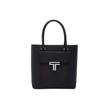 TUMI Cow Leather Tote Bag, Shopping Bag, Handbag Medium Size Men's Black