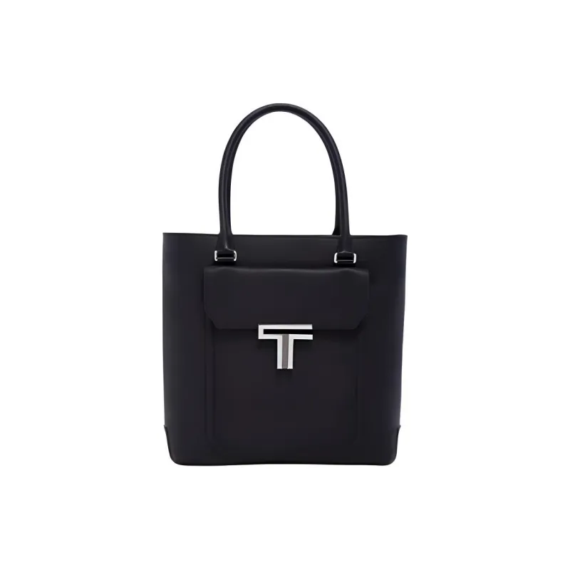 TUMI Cow Leather Tote Bag, Shopping Bag, Handbag Medium Size Men's Black-0