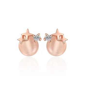 Yiru Glass Cat Eye Stud Earrings Women's