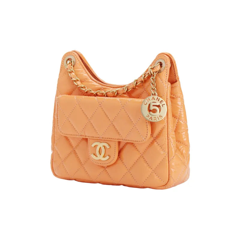 CHANEL Cow Leather Hobo Bag, Shoulder Bag, Crossbody Bag Trumpets Women's Orange-1