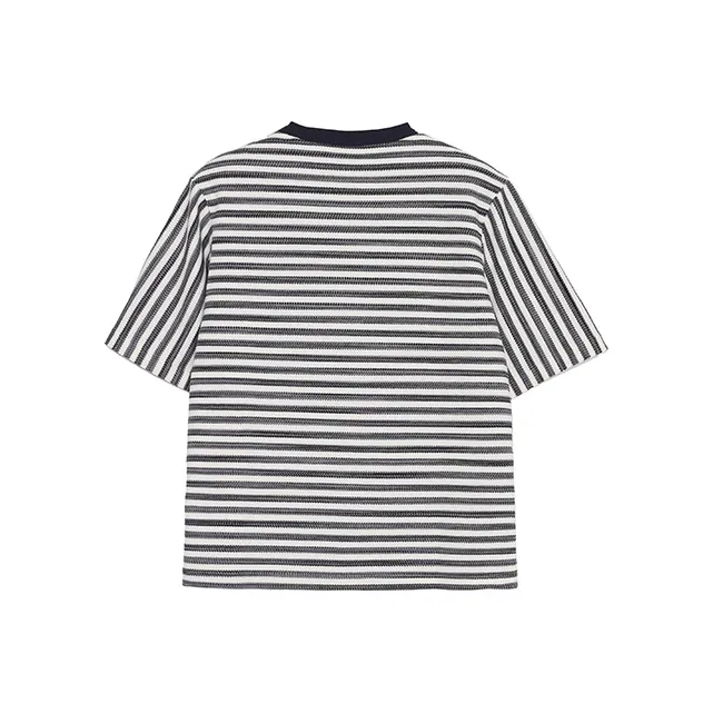 ROARINGWILD Trim Knitted Fabric Short Sleeved T Shirts Unisex-3
