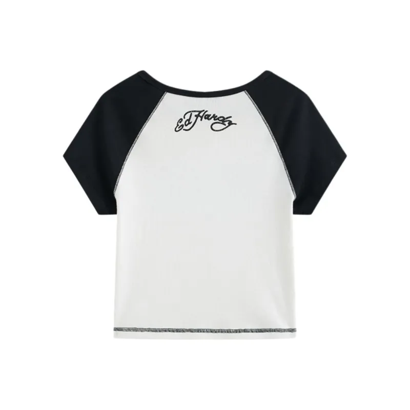 Ed Hardy Batwing Sleeve T Shirt Women's Ivory White-1