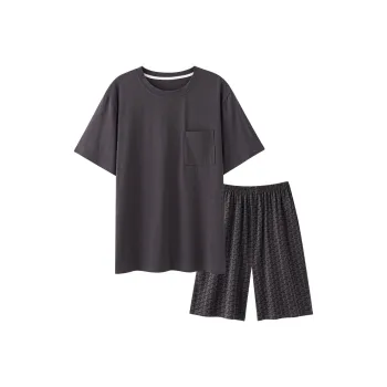 Lan Miao Pajama Set Men's Purple Gray