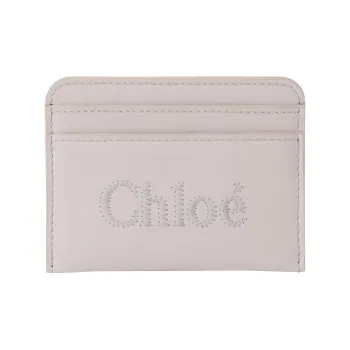 Chloe Shiny Calfskin Card Clip Card Holder Women's Gray